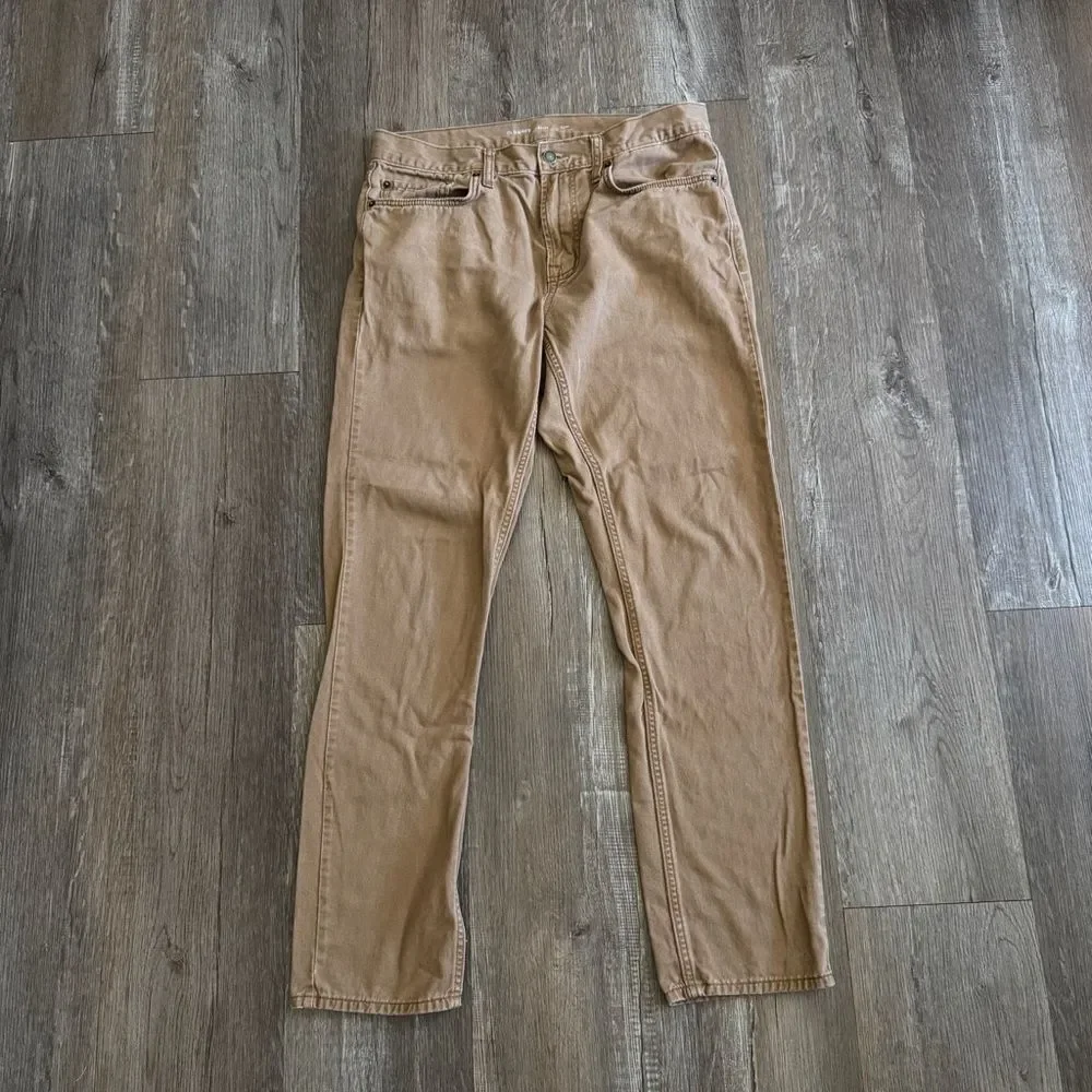 Old Navy Mens Tan Slim Straight-Leg Chino Pants Size 33x32 - Picture 1 of 3
